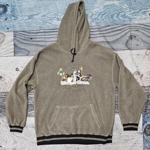 Vintage WARNER BROS Bugs Taz Daffy Marvin Hoodie Men's Size XL Pockets Y2K